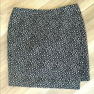 ISDA Polka Dot Pencil Skirt Size 10 Black White Wrap Cotton Career